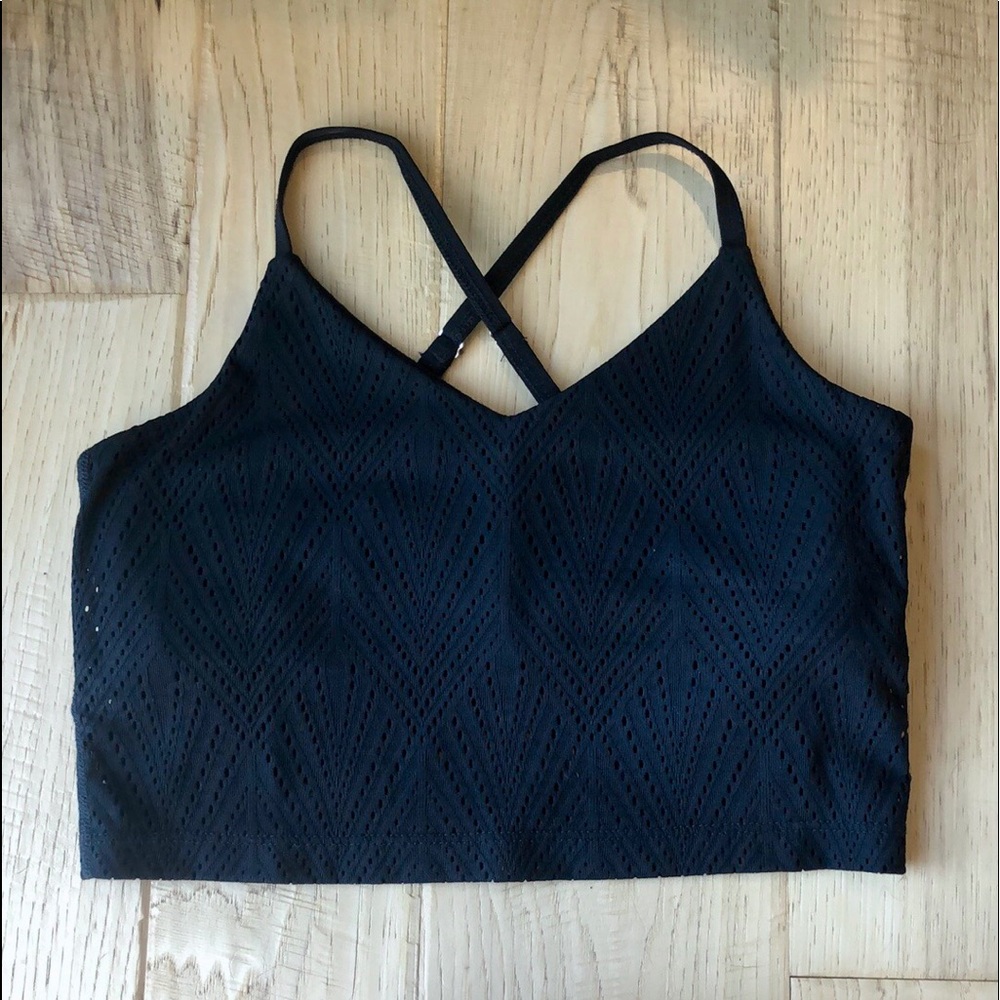 Beyond Yoga Black Mesh In Line Crop Tank